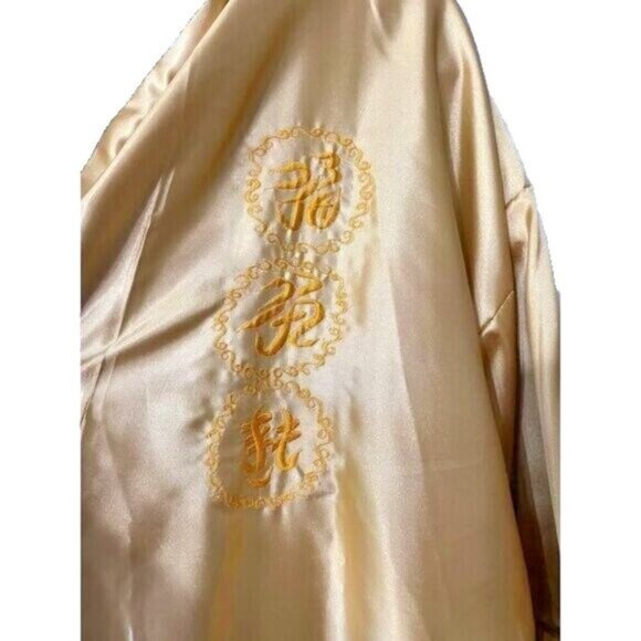 Vintage Silk Dragon Reversible Kimono Housecoat Robe Direct from Saigon Large - Picture 7 of 9